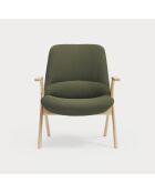 Poltrona di piccole dimensioni 68226 Dins verde scuro con gambe in legno - 74x77x43/93cm