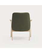 Poltrona di piccole dimensioni 68226 Dins verde scuro con gambe in legno - 74x77x43/93cm