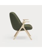 Poltrona di piccole dimensioni 68226 Dins verde scuro con gambe in legno - 74x77x43/93cm