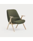 Poltrona di piccole dimensioni 68226 Dins verde scuro con gambe in legno - 74x77x43/93cm