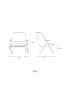 Poltrona di piccole dimensioni 68226 Dins verde scuro con gambe in legno - 74x77x43/93cm