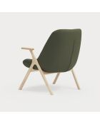 Poltrona di piccole dimensioni 68226 Dins verde scuro con gambe in legno - 74x77x43/93cm