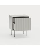 Table de chevet Sierra 1 façade et 2 tiroirs intérieurs gris clair - 48x35x55cm