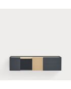 Otto console 2 deuren en 2 laden antracietgrijs en eikenhout - 110x35x23cm