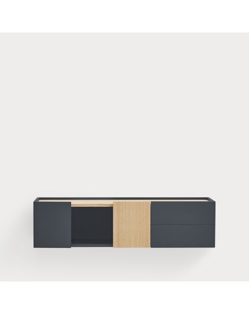 Otto-Konsole 2 Türen und 2 Schubladen Anthrazitgrau und Eiche - 110x35x23cm