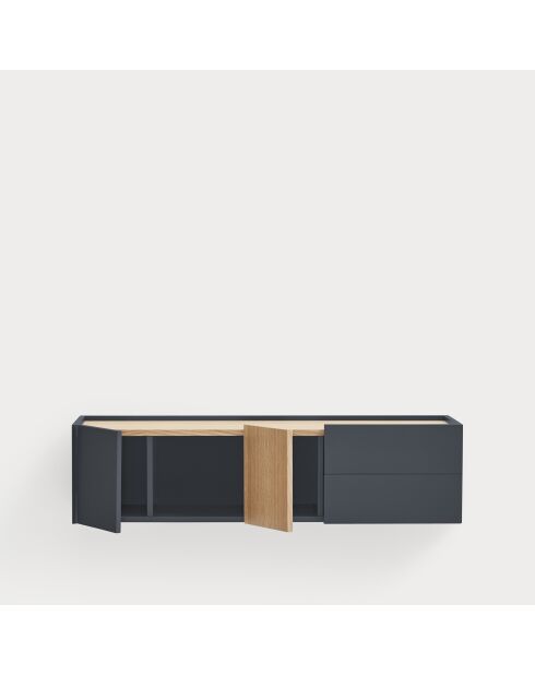 Otto-Konsole 2 Türen und 2 Schubladen Anthrazitgrau und Eiche - 110x35x23cm