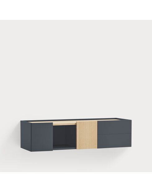 Otto-Konsole 2 Türen und 2 Schubladen Anthrazitgrau und Eiche - 110x35x23cm