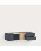 Otto console 2 deuren en 2 laden antracietgrijs en eikenhout - 110x35x23cm