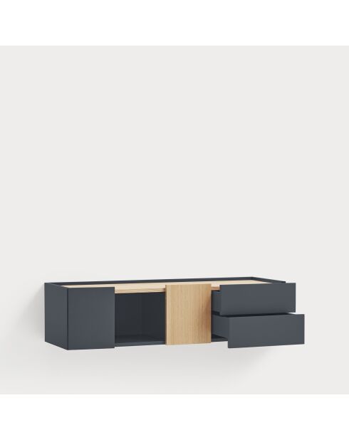 Otto-Konsole 2 Türen und 2 Schubladen Anthrazitgrau und Eiche - 110x35x23cm