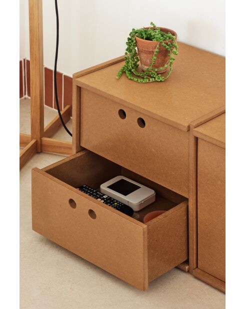 Meuble TV Wally MDF naturel - 157x40x42cm