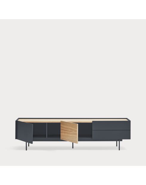 Otto tv-meubel 2 deuren en 2 laden antracietgrijs en eikenhout - 180x40x45cm