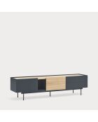Otto tv-meubel 2 deuren en 2 laden antracietgrijs en eikenhout - 180x40x45cm