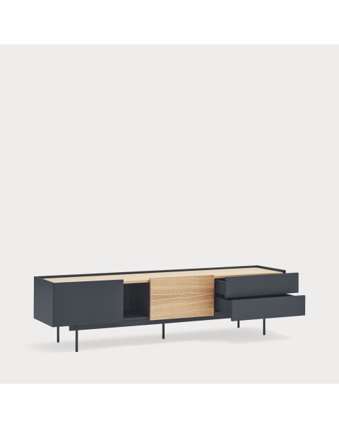 Otto tv-meubel 2 deuren en 2 laden antracietgrijs en eikenhout - 180x40x45cm