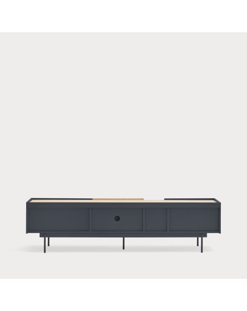 Otto tv-meubel 2 deuren en 2 laden antracietgrijs en eikenhout - 180x40x45cm