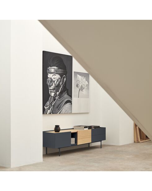 Otto tv-meubel 2 deuren en 2 laden antracietgrijs en eikenhout - 180x40x45cm