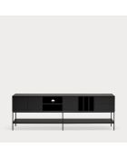 Meuble TV Platt 3 portes, 2 tiroirs et 5 niches noir - 220x45x74cm