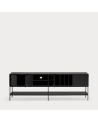 Meuble TV Platt 3 portes, 2 tiroirs et 5 niches noir - 220x45x74cm