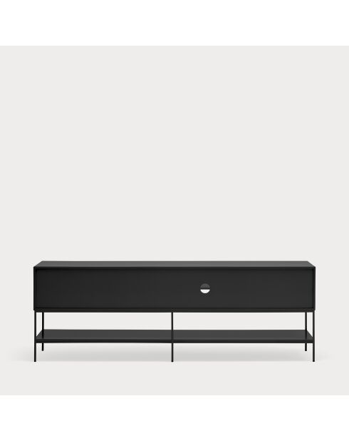 Meuble TV Platt 3 portes, 2 tiroirs et 5 niches noir - 220x45x74cm