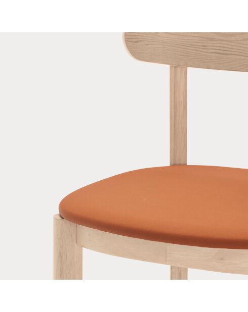 2 chaises Nara naturel clair avec assise terracotta - 45x45.6x77cm