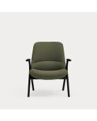 Poltrona di piccole dimensioni 68226 Dins verde scuro con gambe in legno nere - 83x77x43/93cm