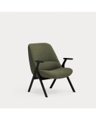 Poltrona di piccole dimensioni 68226 Dins verde scuro con gambe in legno nere - 83x77x43/93cm