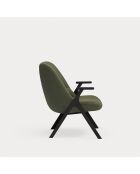 Poltrona di piccole dimensioni 68226 Dins verde scuro con gambe in legno nere - 83x77x43/93cm
