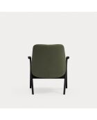 Poltrona di piccole dimensioni 68226 Dins verde scuro con gambe in legno nere - 83x77x43/93cm