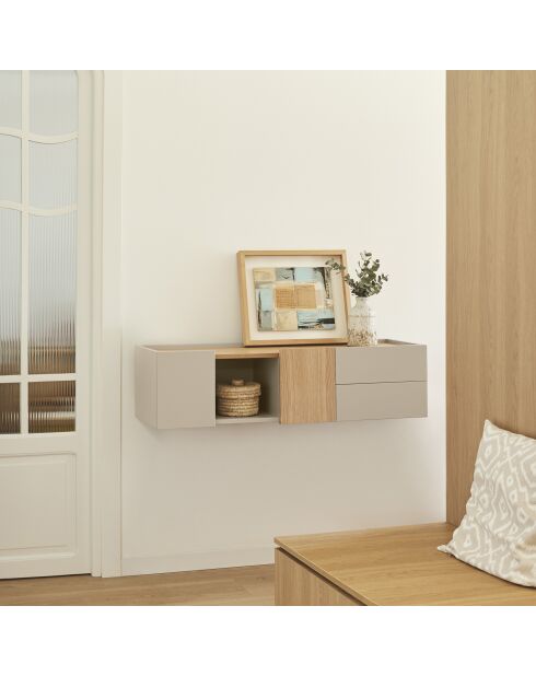 Consolle Otto 2 ante e 2 cassetti sabbia e rovere - 110x35x23cm