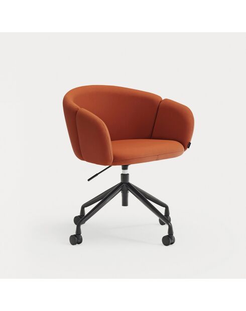 Chaise à roulettes avec accoudoirs Add terracotta  - 56x58x52/81cm