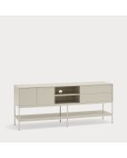 Meuble TV Platt 2 portes, 2 tiroirs et 2 niches sable - 175x45x74cm