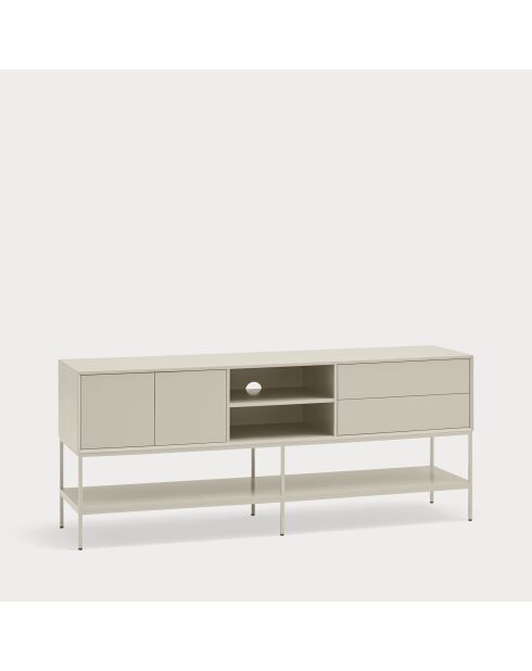 Platt TV-Ständer mit 2 Türen, 2 Schubladen und 2 Nischen, sandfarben, 175 x 45 x 74 cm