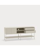 Meuble TV Platt 2 portes, 2 tiroirs et 2 niches sable - 175x45x74cm