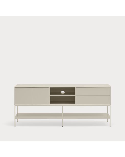Platt TV-Ständer mit 2 Türen, 2 Schubladen und 2 Nischen, sandfarben, 175 x 45 x 74 cm