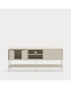Meuble TV Platt 2 portes, 2 tiroirs et 2 niches sable - 175x45x74cm