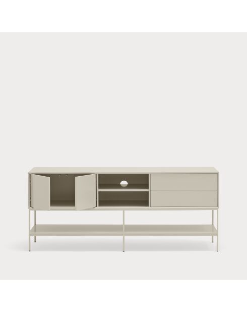Platt TV-Ständer mit 2 Türen, 2 Schubladen und 2 Nischen, sandfarben, 175 x 45 x 74 cm
