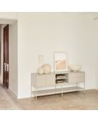 Meuble TV Platt 2 portes, 2 tiroirs et 2 niches sable - 175x45x74cm