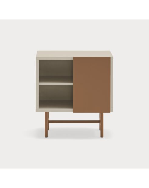 Mesita de noche Nube con 1 puerta corredera de arena y barro - 50x35x56cm