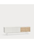 Porta TV Sierra 2 ante e 3 cassetti in rovere bianco e chiaro - 180x40x52cm