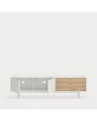 Porta TV Sierra 2 ante e 3 cassetti in rovere bianco e chiaro - 180x40x52cm