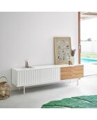 Porta TV Sierra 2 ante e 3 cassetti in rovere bianco e chiaro - 180x40x52cm
