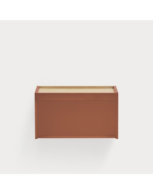 Otto Nachttisch 2 Schubladen ziegelrot und Eiche - 52x35x46cm