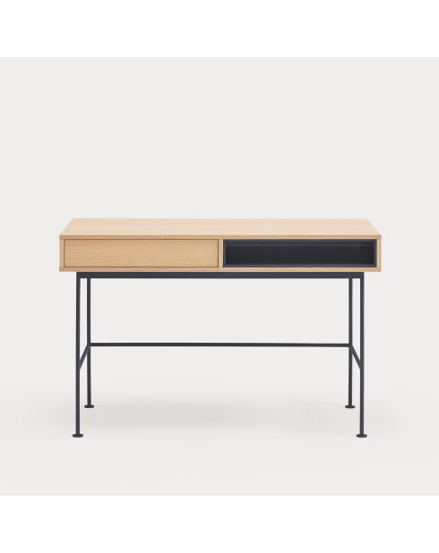 Yoko Schreibtisch 1 Schublade und 1 Nische Eiche und Anthrazitgrau - 120x60x78cm