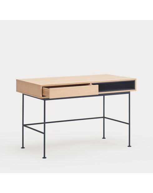 Yoko Schreibtisch 1 Schublade und 1 Nische Eiche und Anthrazitgrau - 120x60x78cm