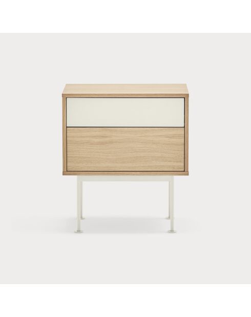 Yoko Nachttisch 2 Schubladen Eiche und Creme - 52x35x54cm