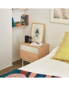 Yoko Nachttisch 2 Schubladen Eiche und Creme - 52x35x54cm