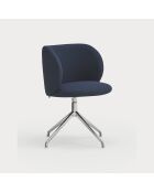 2 chaises Mogi 66164 bleu marine avec pieds chromés - 59x56x49/81cm