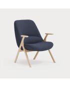 Fauteuil petit format 66201 Dins bleu foncé avec pieds en bois - 74x77x43/93cm