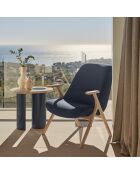 Fauteuil petit format 66201 Dins bleu foncé avec pieds en bois - 74x77x43/93cm