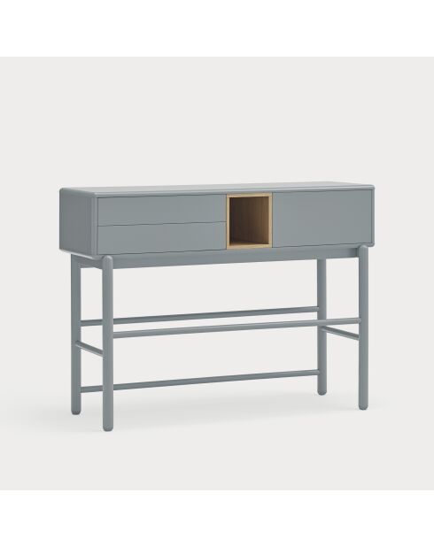 Console Corvo 1 porte et 2 tiroirs gris perle - 120x35x90cm