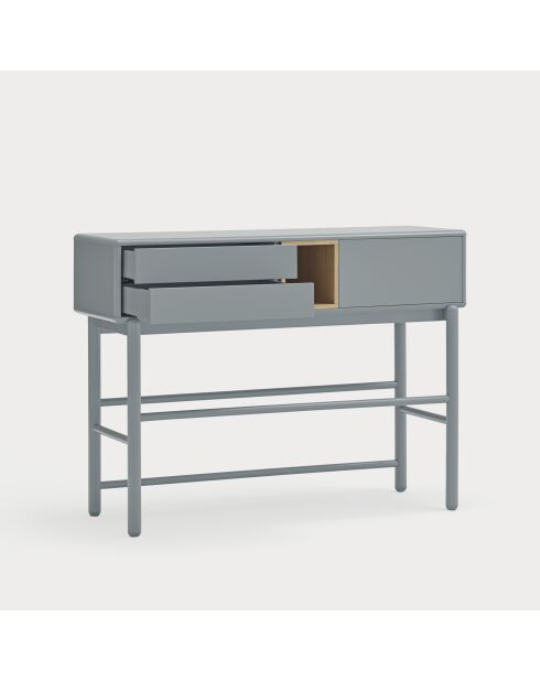 Console Corvo 1 porte et 2 tiroirs gris perle - 120x35x90cm
